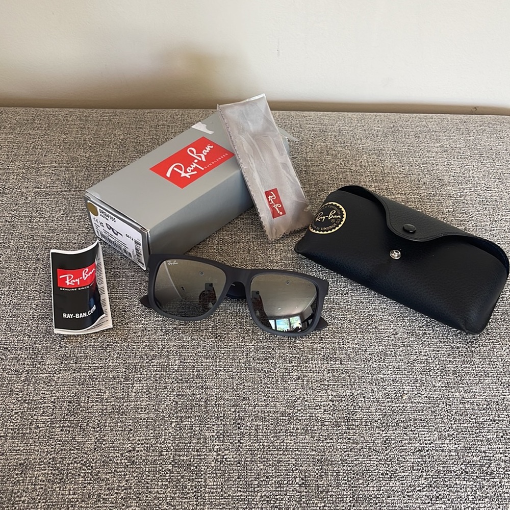 Ray Ban Rubber grey on clear grey mirror silver gradient sunglasses
